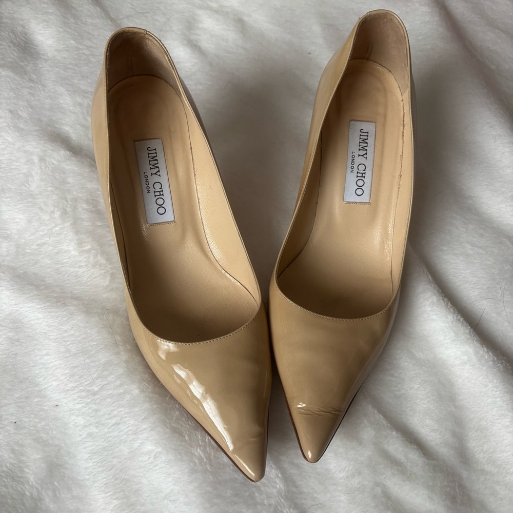 Jimmy Choo Nude Patent Leather Heels Size 39 1/2
